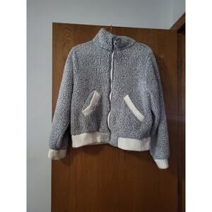 Anthropologie Fluffy Fuzzy Zip Zipup Sweater Sweatshirt Comfy Cozy GUC Medium
